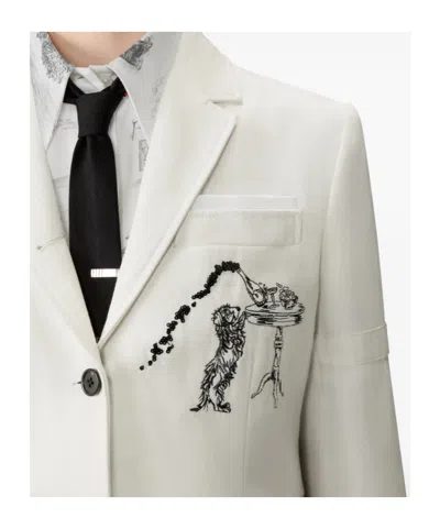 Thom Browne Embroidered Canvas Jacket In White
