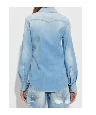 Dsquared2 Buttoned Denim Shirt In Blue