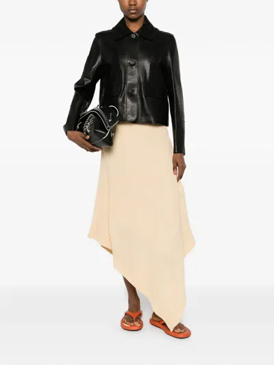 Arma Button-pocket Leather Jacket In Black
