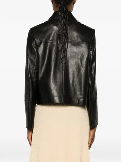 Arma Button-pocket Leather Jacket In Black