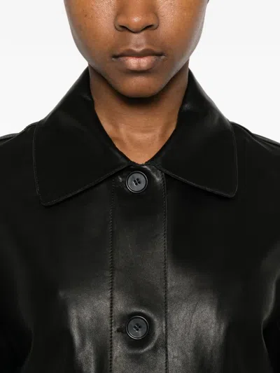 Arma Button-pocket Leather Jacket In Black