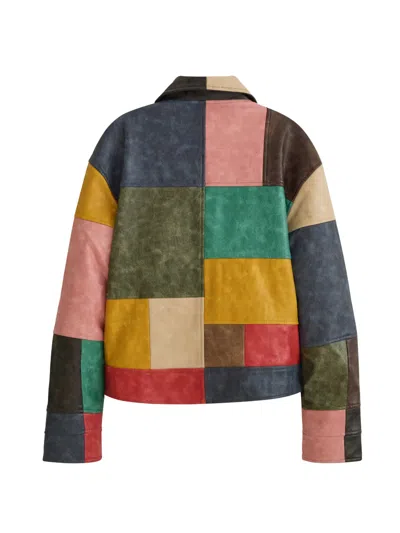 Kidsuper Patchwork Leather Jacket In Blue