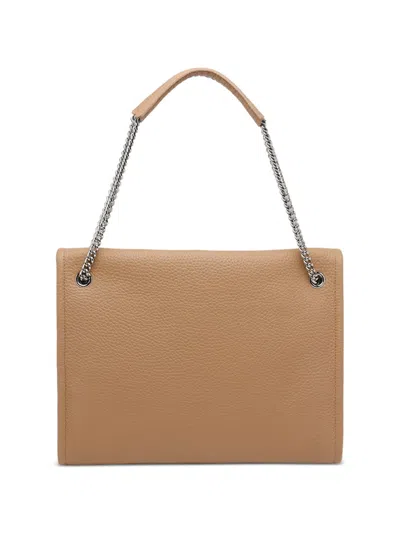 Orciani Structured Midi Handbag With Stylish Chain Strap In Brown