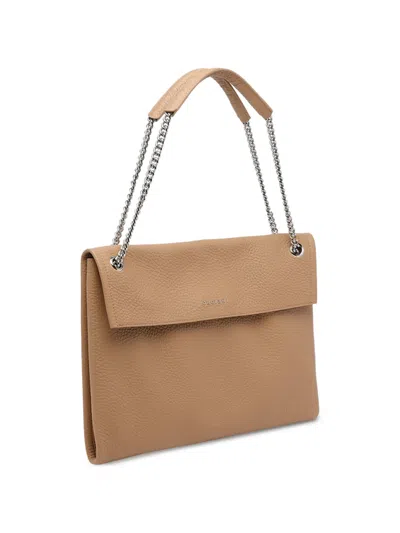 Orciani Structured Midi Handbag With Stylish Chain Strap In Brown
