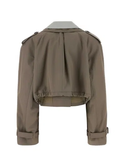 Attico Short Trench Jacket In Brown