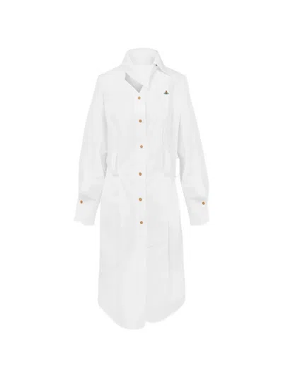 Vivienne Westwood Drunken Shirt Dress Compact Poplin White 48 Women