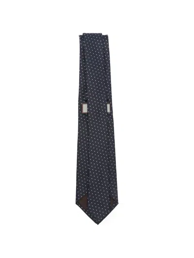 Canali Patterned Tie In Blue