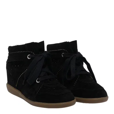 Isabel Marant Bobby Suede Wedge Sneakers In Black