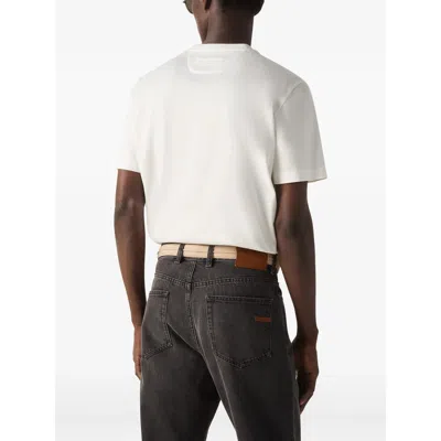 Zegna Slim-fit Logo-embroidered Cotton-jersey T-shirt In White