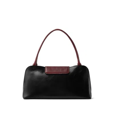Versace Vivian Medium Two-tone Textured-leather Shoulder Bag In Black