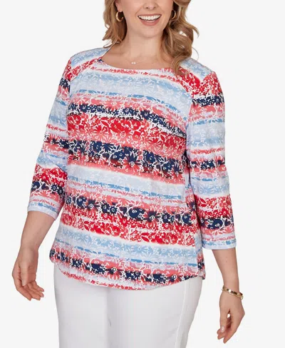 Ruby Rd. Plus Size Painted Floral Stripe Knit Top In Multi