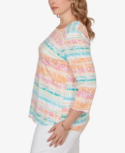 Ruby Rd. Plus Size Painted Floral Stripe Knit Top In Multi