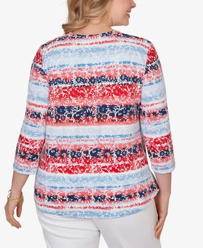 Ruby Rd. Plus Size Painted Floral Stripe Knit Top In Multi