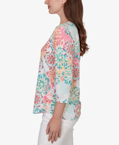 Ruby Rd. Petite Floral Medallion Knit Top In Multi