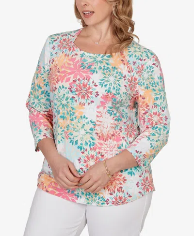 Ruby Rd. Plus Size Floral Medallion Knit Top In Multi
