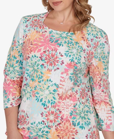 Ruby Rd. Plus Size Floral Medallion Knit Top In Multi