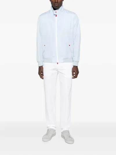 Kiton High Collar Jacket Snap Buttons In Blue