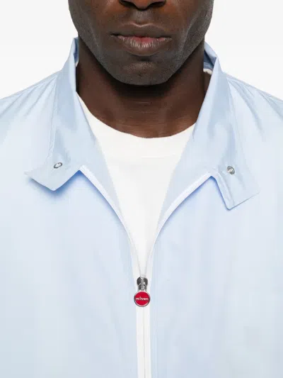 Kiton High Collar Jacket Snap Buttons In Blue