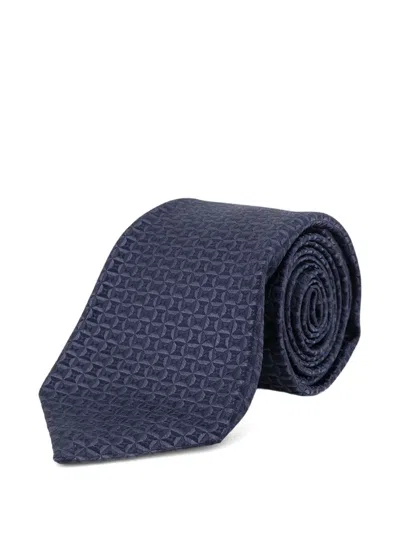 Kiton Patterned Tie In Blue