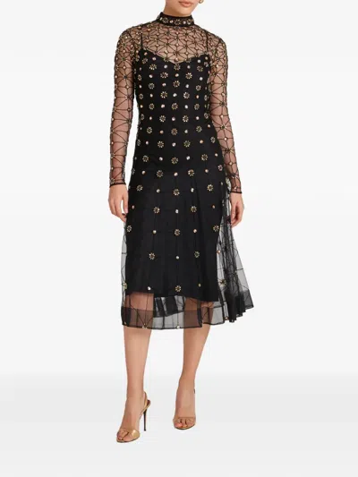 Temperley London 크로스본 래티스 이브닝 드레스 In Black