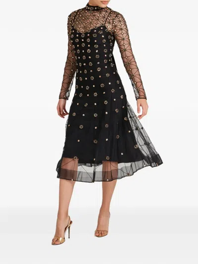 Temperley London 크로스본 래티스 이브닝 드레스 In Black
