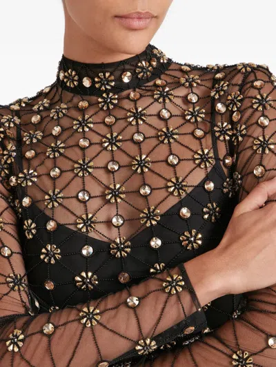 Temperley London 크로스본 래티스 이브닝 드레스 In Black