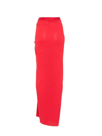 Rick Owens 드레이프 디테일 맥시 스커트 In Red