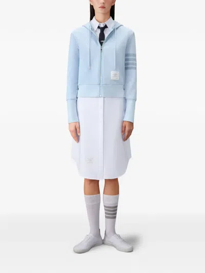 Thom Browne 4-바 루프백 후디 In Blue