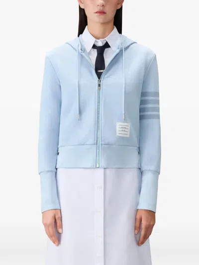 Thom Browne 4-바 루프백 후디 In Blue