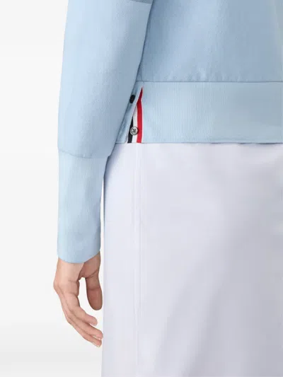 Thom Browne 4-바 루프백 후디 In Blue
