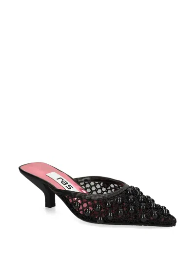 Ras Beaded Mesh Mules In Black