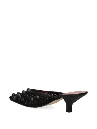 Ras Beaded Mesh Mules In Black