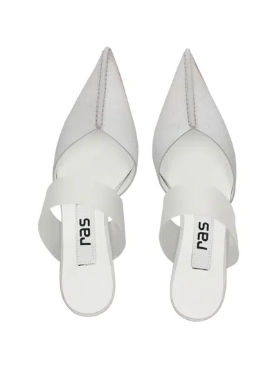 Ras Square Toe Leather Mules In Gray