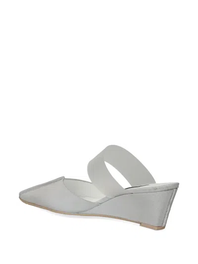 Ras Square Toe Leather Mules In Gray
