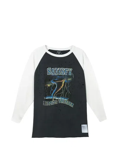 Satisfy Mothtech Distressed Three-quarter Sleeve T-shirt In Green