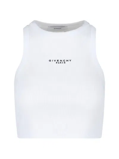 Givenchy White Sleeveless Top With Logo Lettering On The Front In Cotton Stretch Woman In White