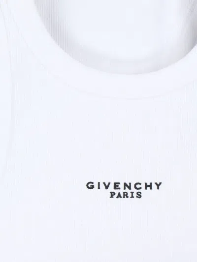 Givenchy White Sleeveless Top With Logo Lettering On The Front In Cotton Stretch Woman In White