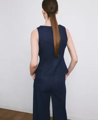 Mango Buttoned Denim Top In Open Blue