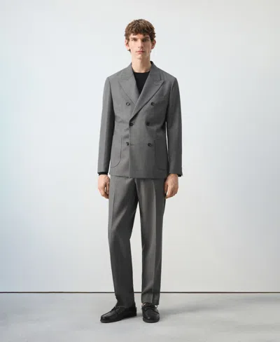 Mango Ricardo Regular Fit Double-breasted Suit Jacket Grey In Gray