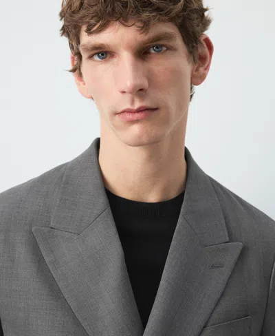 Mango Ricardo Regular Fit Double-breasted Suit Jacket Grey In Gray