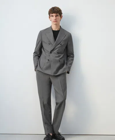 Mango Ricardo Regular Fit Double-breasted Suit Jacket Grey In Gray