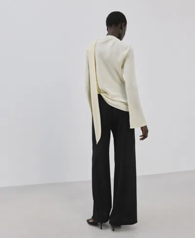 Mango Side Stripe Wide Leg Pants In Black
