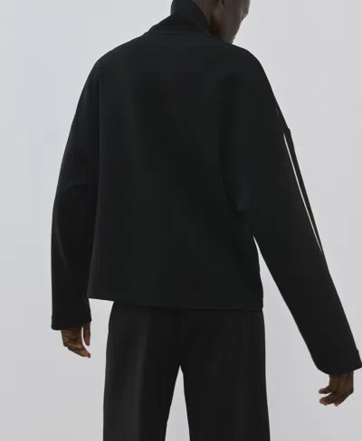 Mango Turtleneck Sweatshirt With Zip Black In Black