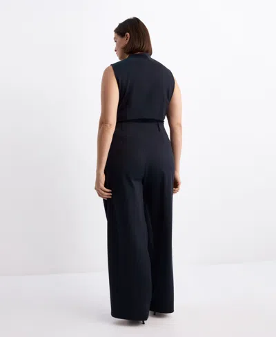 Mango Split Hem Pull-on Straight Leg Knit Pants In Blue