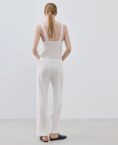 Mango Women's Basic Long Lyocell Trousers In White