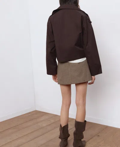 Mango Houndstooth A-line Miniskirt In Brown