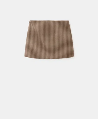 Mango Houndstooth A-line Miniskirt In Brown