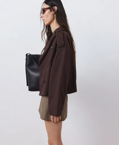 Mango Houndstooth A-line Miniskirt In Brown