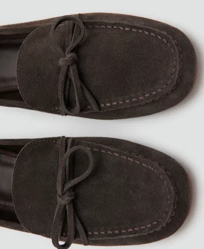 Mango Suede Moccasin With Bow Chocolate In Brown