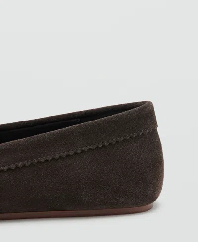 Mango Suede Moccasin With Bow Chocolate In Brown